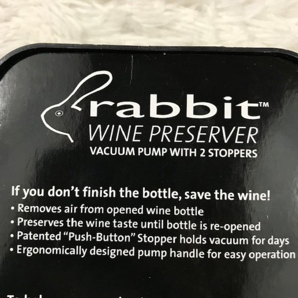 NWOT Rabbit Wine Stainless Steel Preserver with Two Vacuum Stoppers - Silver - Picture 10 of 10